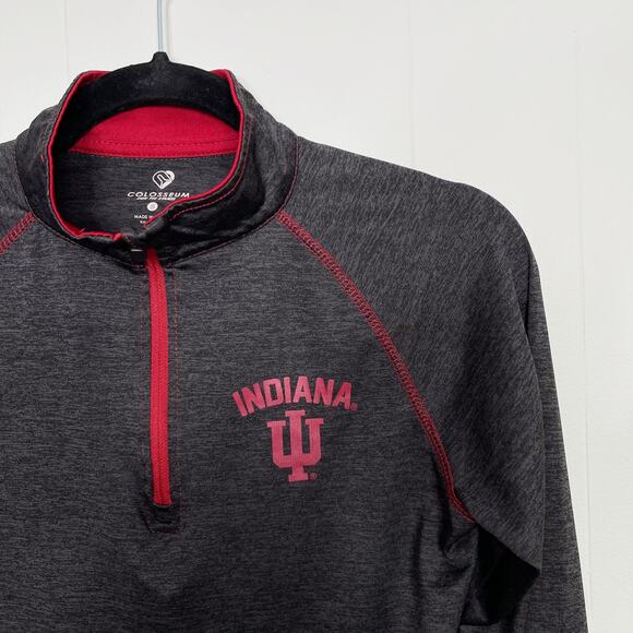 Colosseum Womens Small S Gray Red Indiana Hoosiers 1/4 Zip Long Sleeve Pullover - Picture 3 of 9